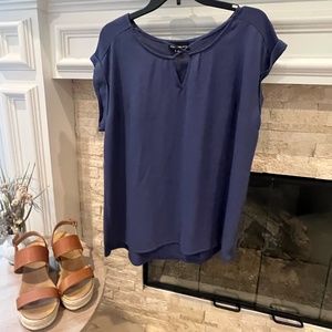 NWOT Fortune and Ivy Blue Blouse, Carna Mixed Material Blouse Size XL